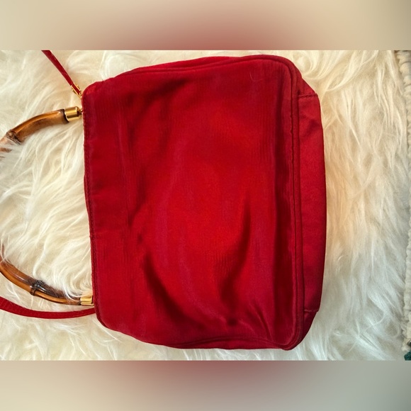 Gucci Red Bamboo Handle Two Way Bag - Picture 4 of 12